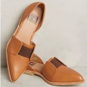 Anthropologie Tan Leather Pointed D'Orsay Flats